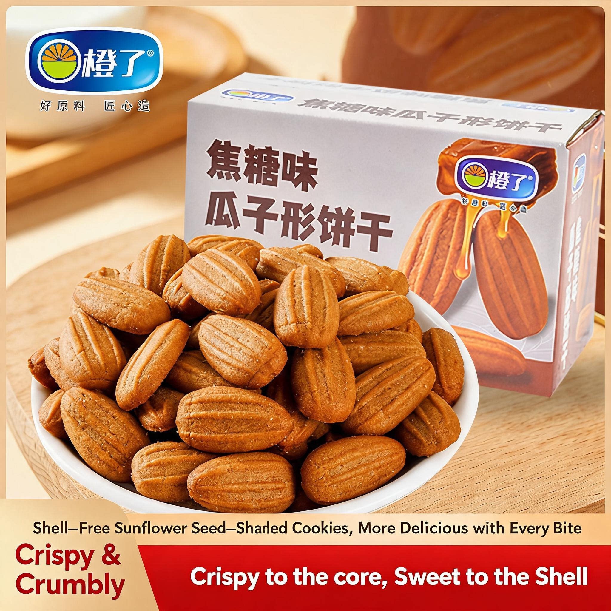 400g Whole‑Box Biscuits, Caramel Sunflower Seed Taste, Casual Snack for Work & Late Night