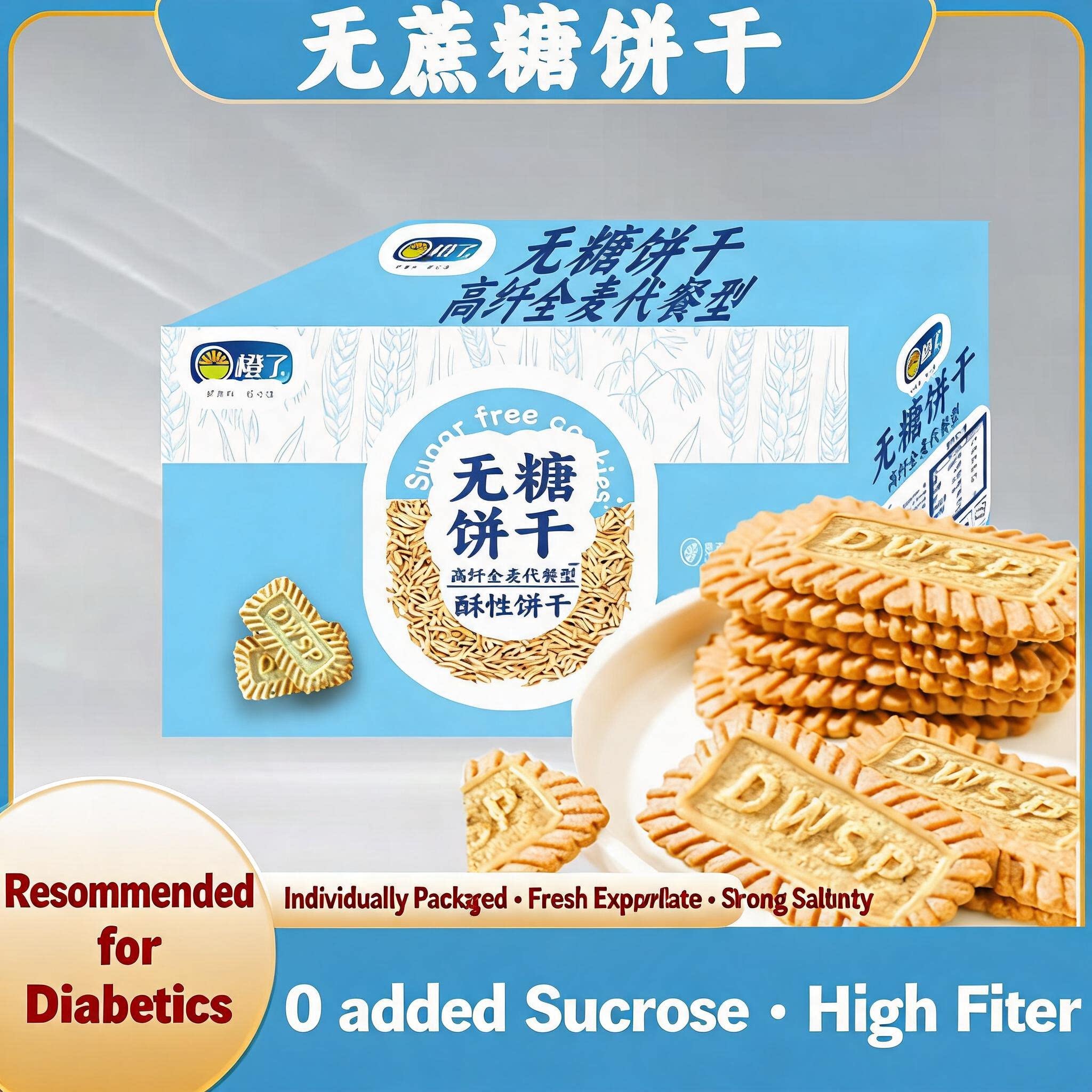 Whole Wheat Biscuits, No Added Sucrose, Individually Wrapped, Snack for Breakfast & Office