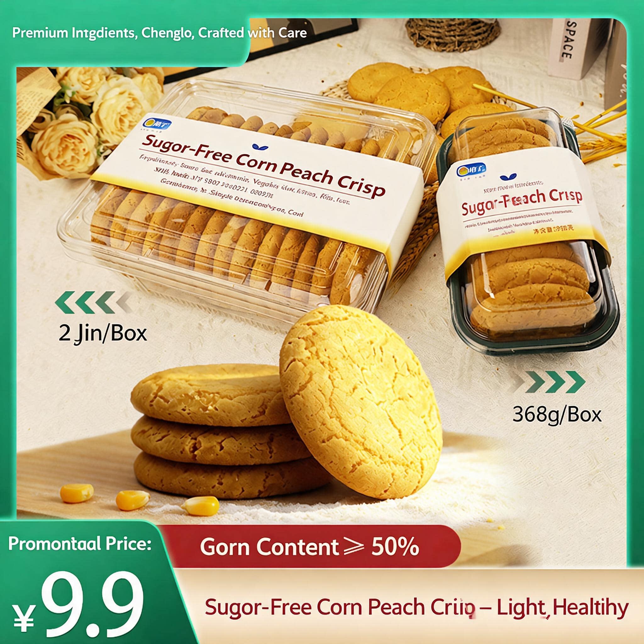 Sugar‑Free Corn Walnut Crisp Biscuits, Crunchy Snack for Office, Breakfast & Daily Treats
